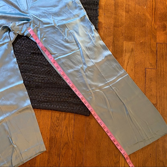 vintage silk baby blue pastel high waist trousers with pockets waist 32 x 32 - Picture 8 of 16